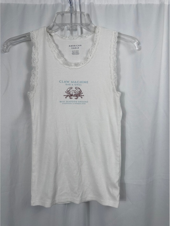 American Eagle Outfitters Tops - American Eagle White Ribbed Lace Trim Tank Top XS